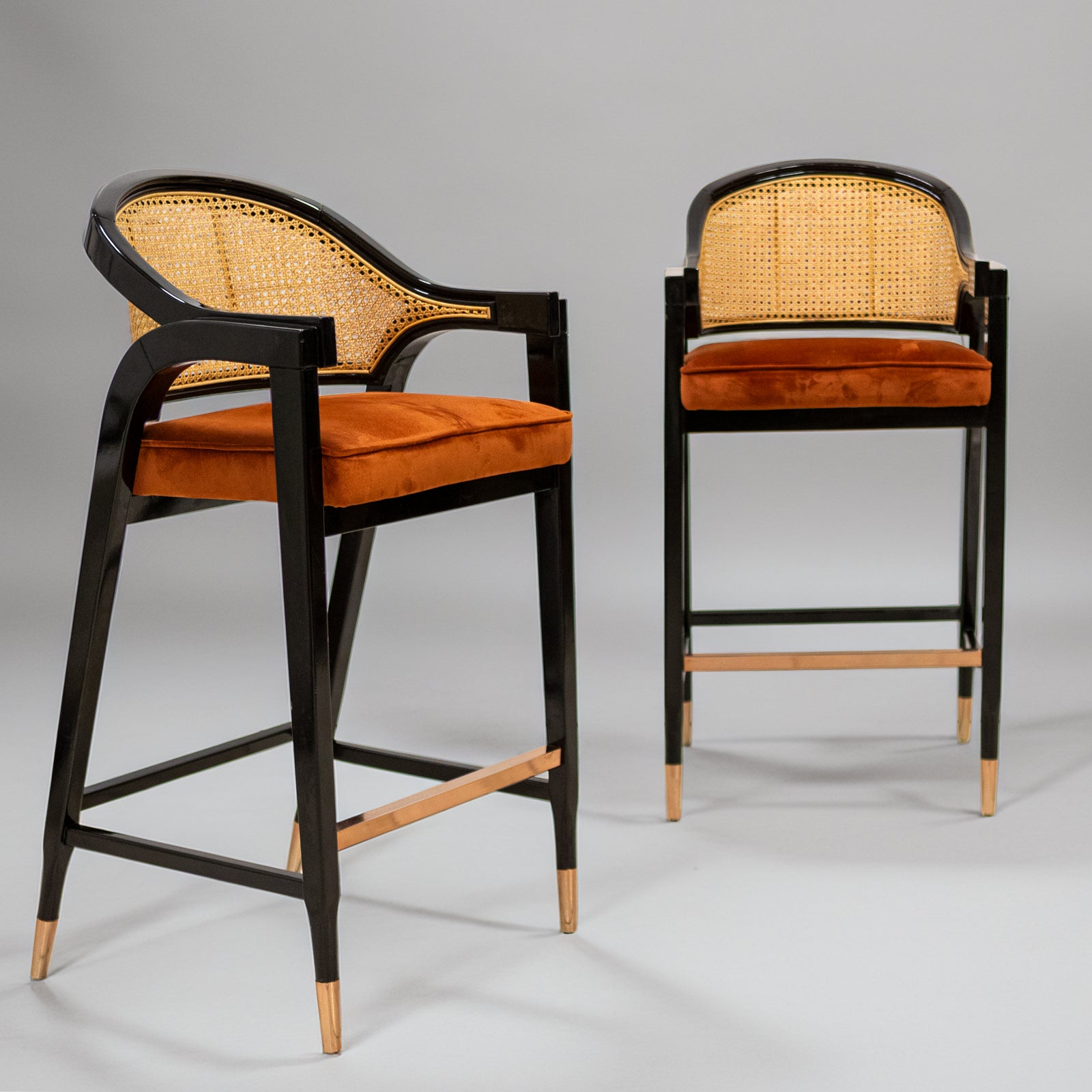 Reclaimed Pair of Mid Century Inspired Bar Stools | Edward Wormley | The Architectural Forum
