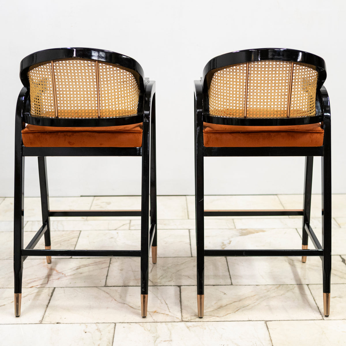 Reclaimed Pair of Mid Century Inspired Bar Stools | Edward Wormley | The Architectural Forum