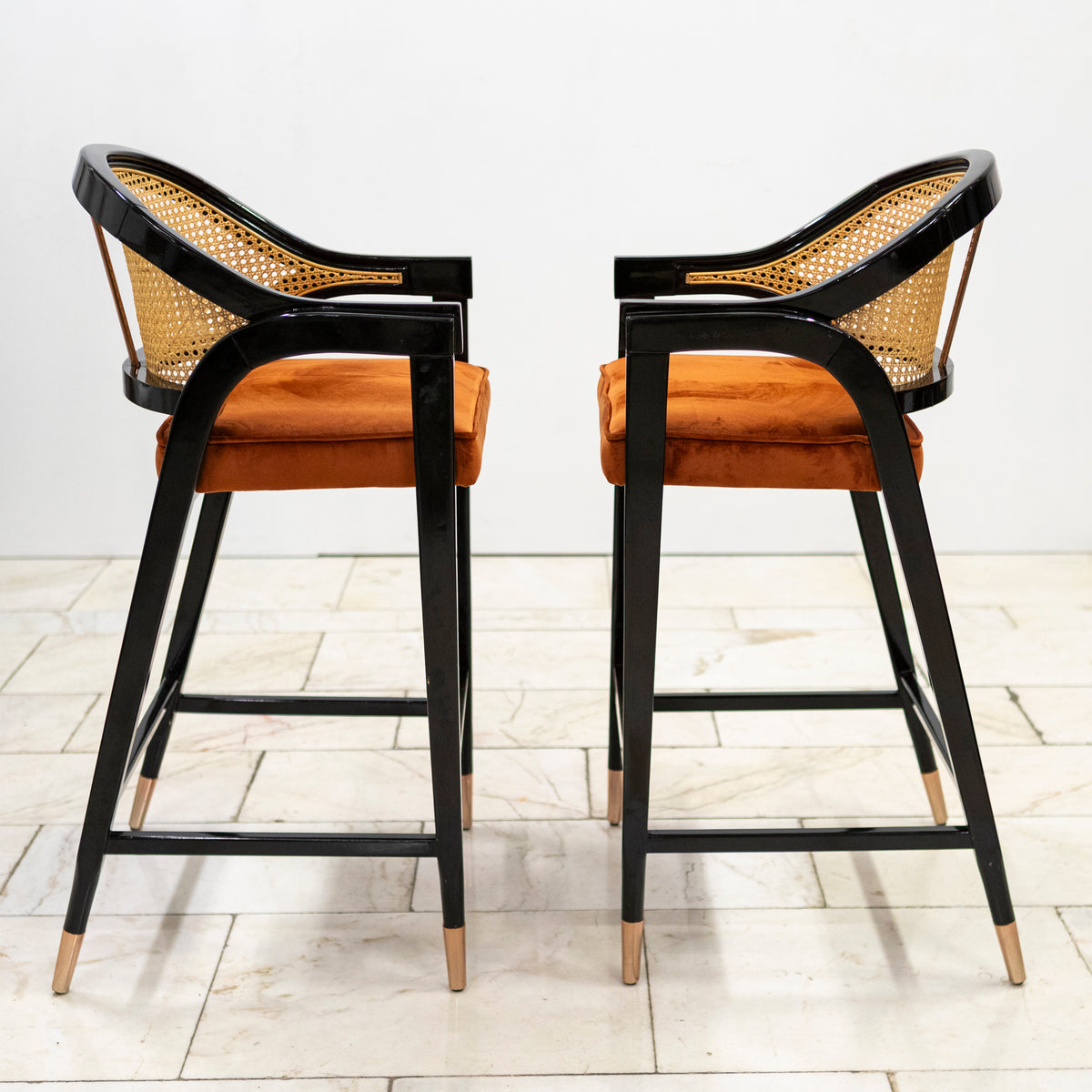 Reclaimed Pair of Mid Century Inspired Bar Stools | Edward Wormley | The Architectural Forum
