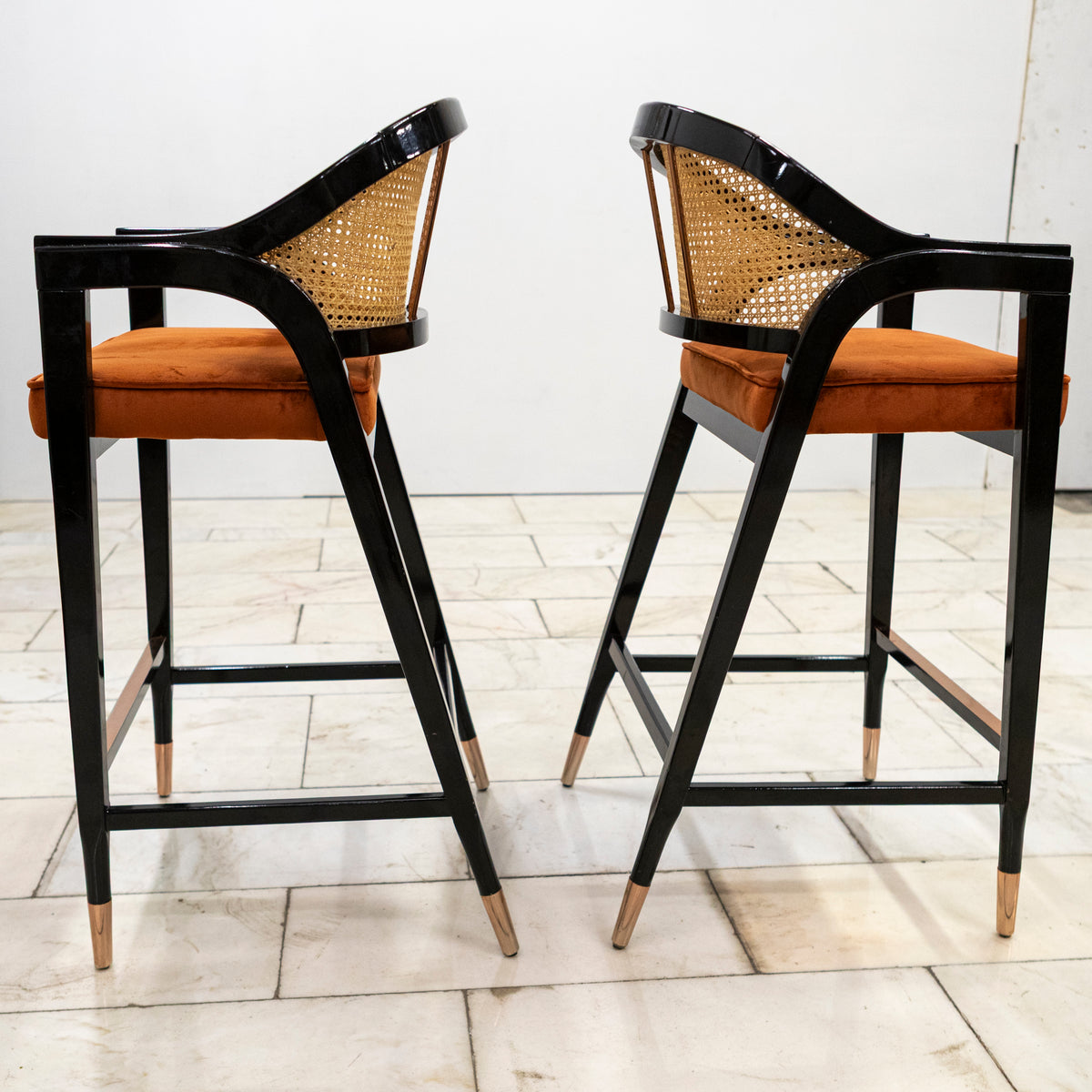 Reclaimed Pair of Mid Century Inspired Bar Stools | Edward Wormley | The Architectural Forum