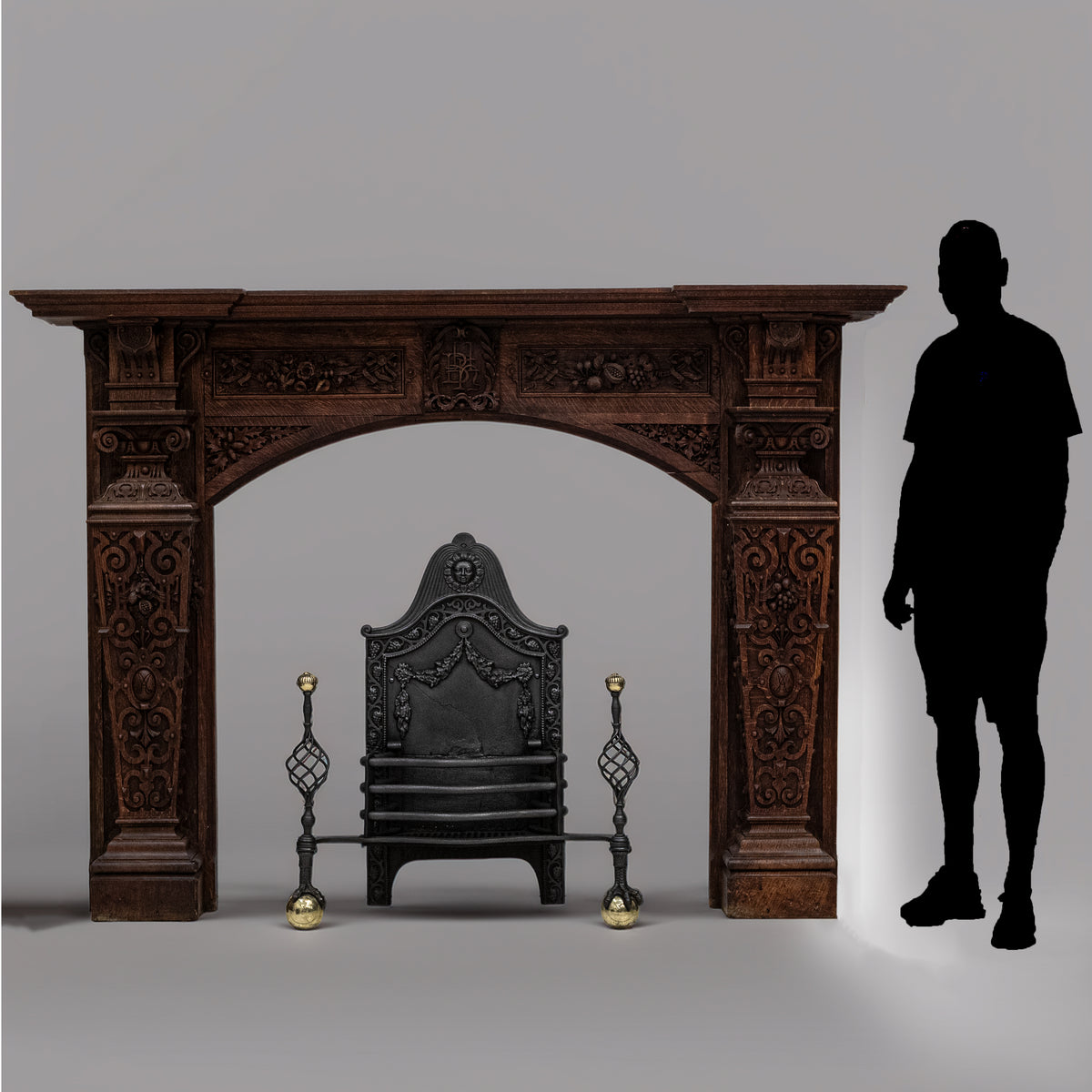 Monumental Antique Arts & Crafts Carved Oak Fireplace Surround | The Architectural Forum