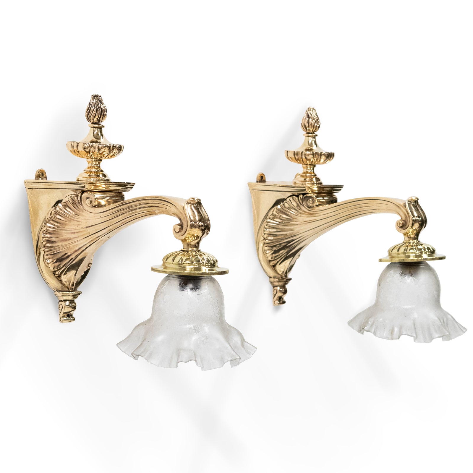 Pretty Pair of Mid-Century Rose Brass Wall Lights | The Architectural Forum