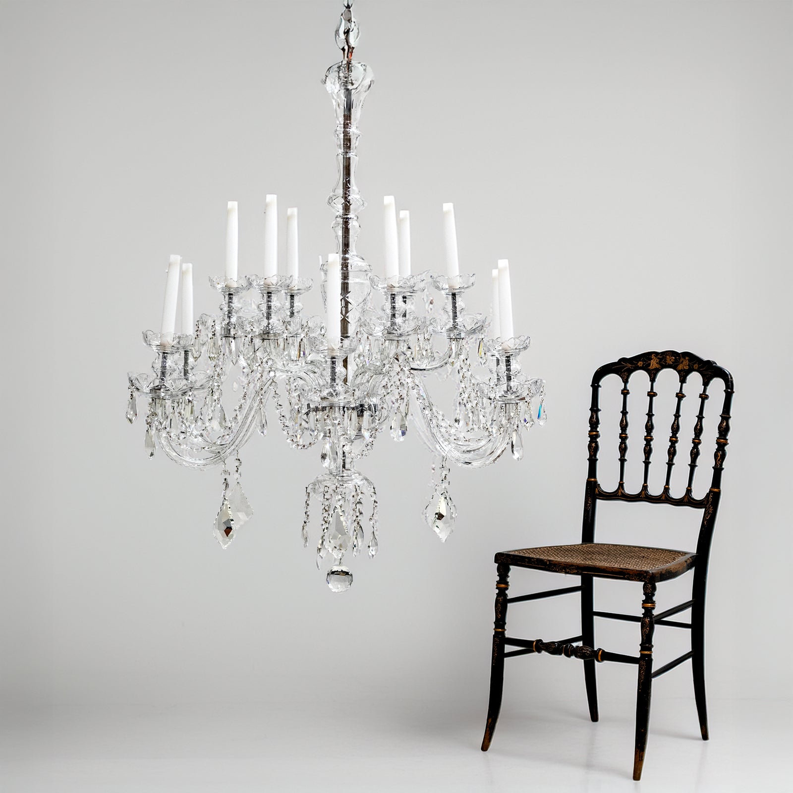 Large Antique Crystal Chandelier from Victoria Palace Theatre | Pair Available | The Architectural Forum