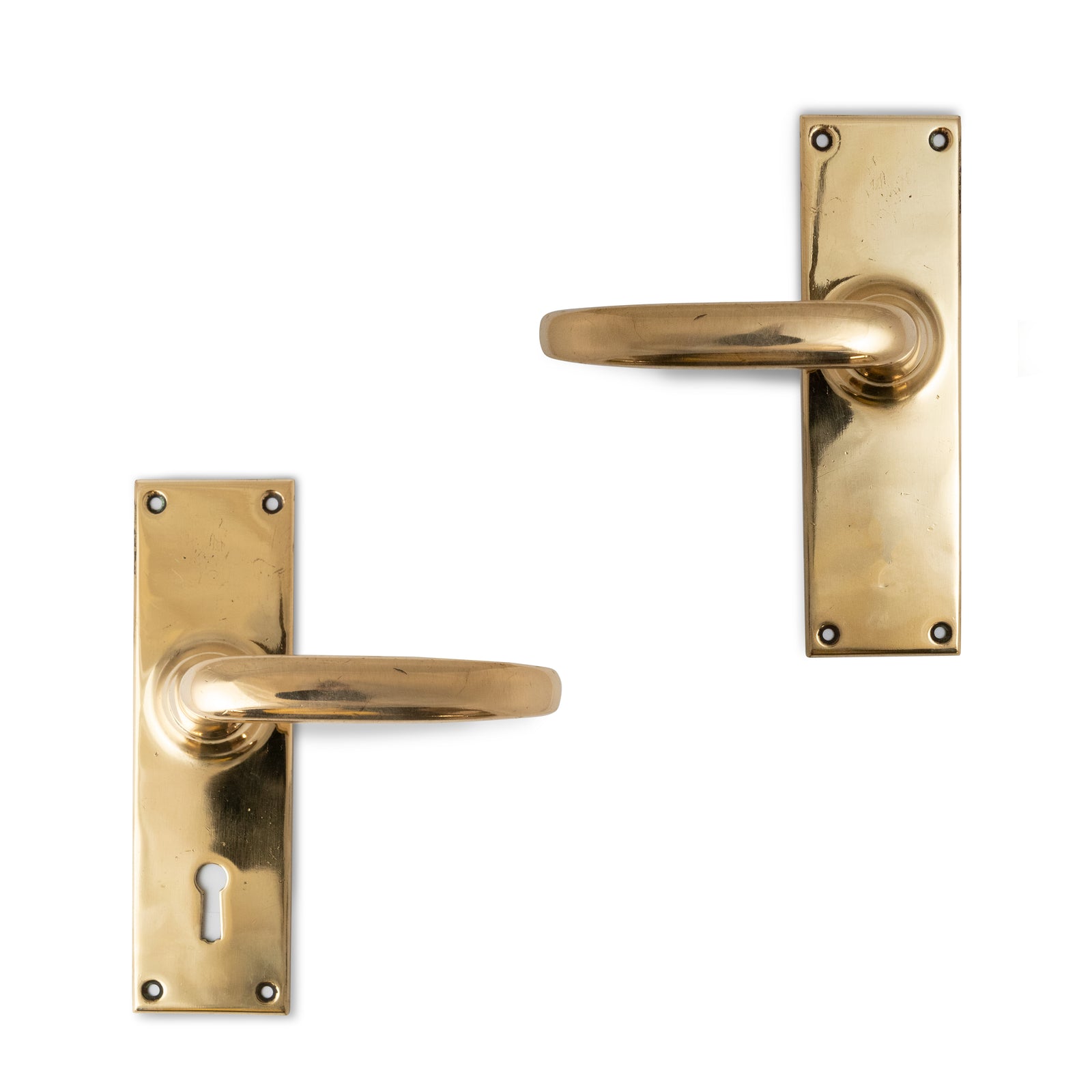 Reclaimed Polished Brass Lever Door Handles (45 Pairs Available) | The Architectural Forum