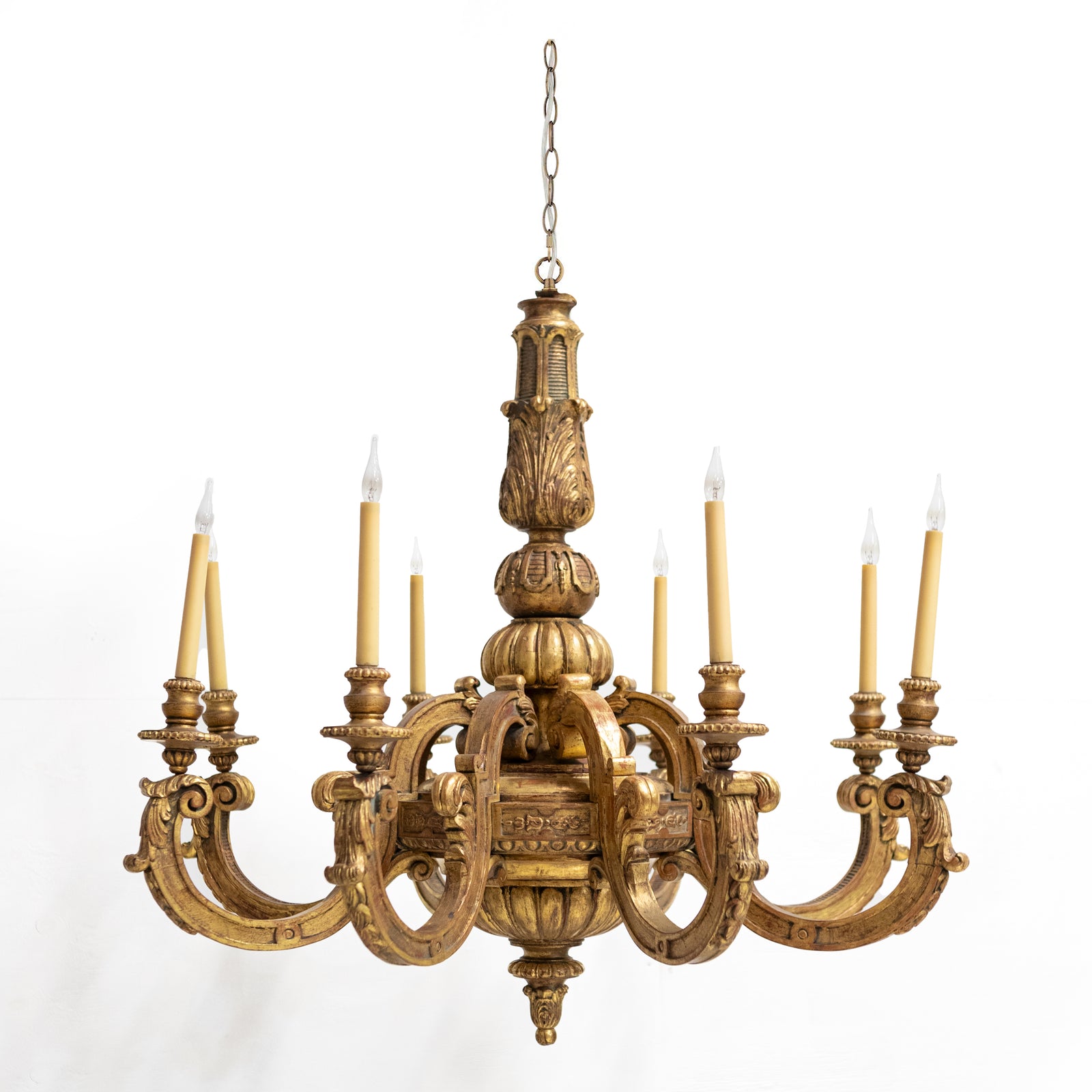 Large Antique Italian Giltwood 19th Century 8 Arm Chandelier | The Architectural Forum