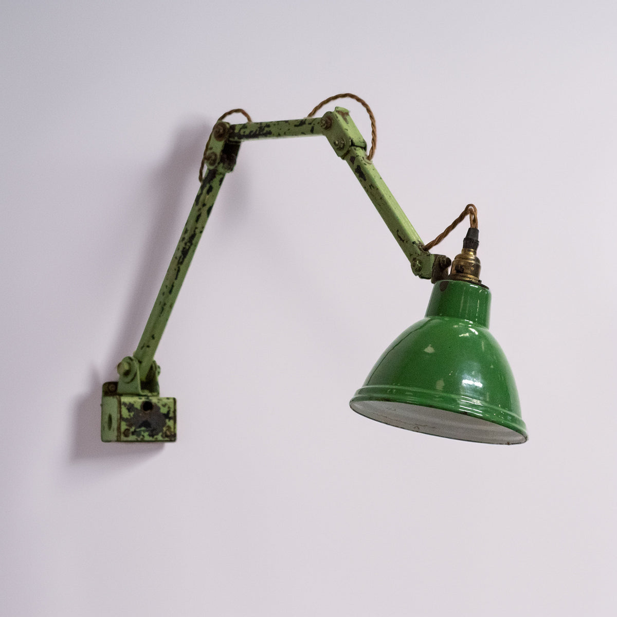 Vintage Industrial Green Enamelled 3 Arm Light