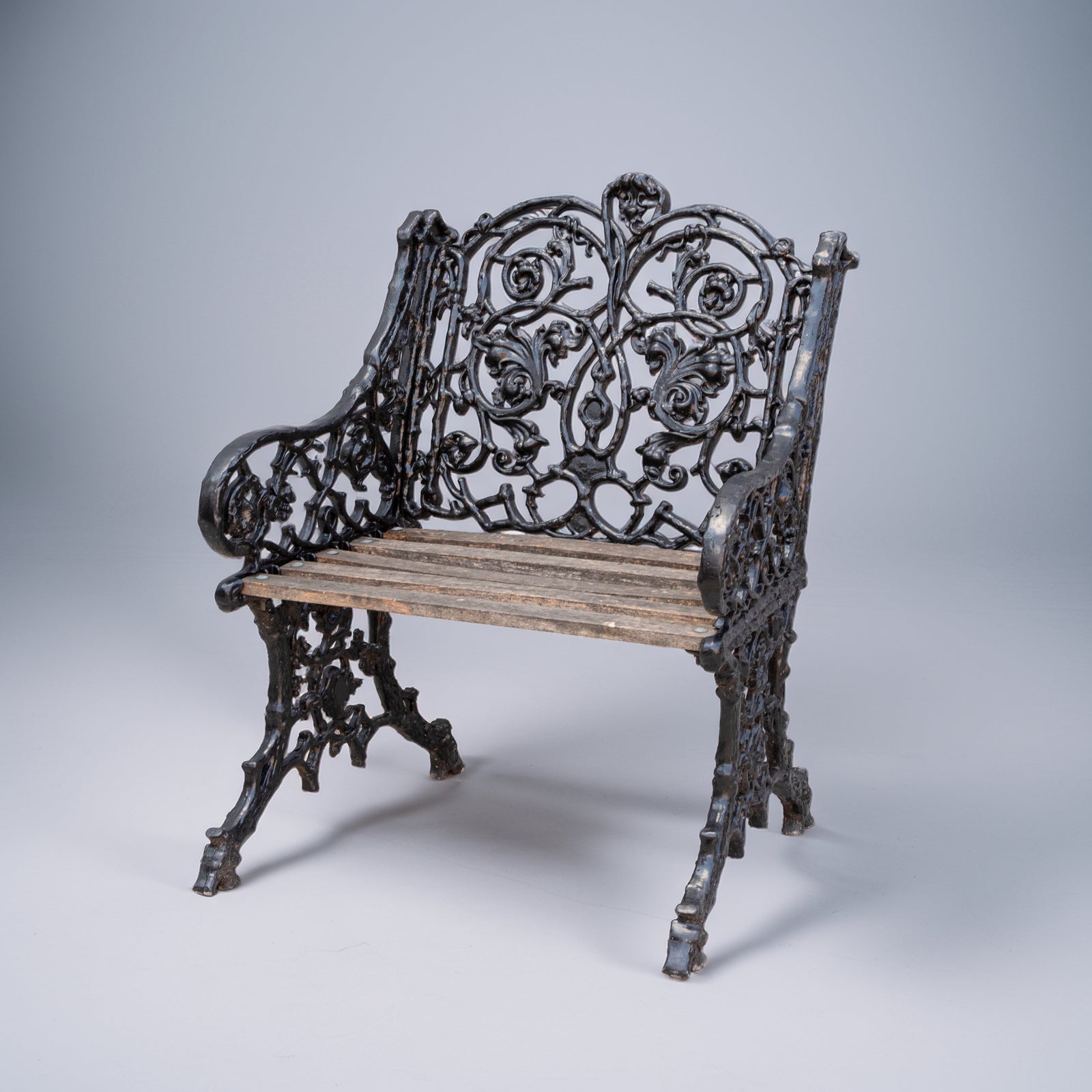 Reclaimed Coalbrookdale Style Garden Throne Chair with Arms | The Architectural Forum