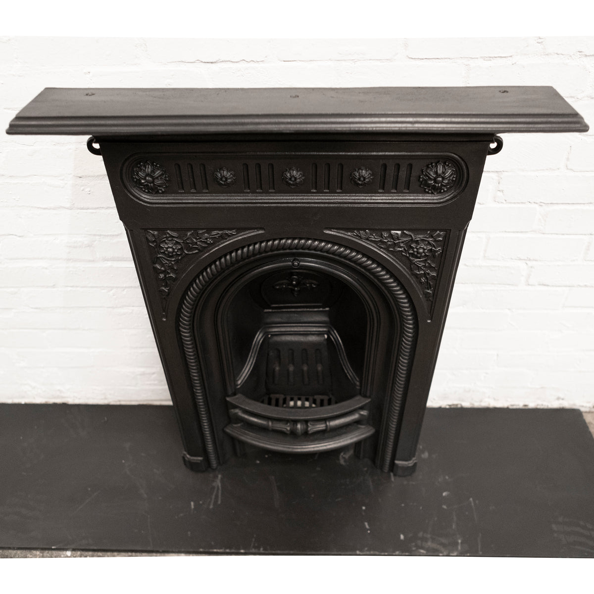 Antique Cast Iron Combination Fireplace with Florals | The Architectural Forum