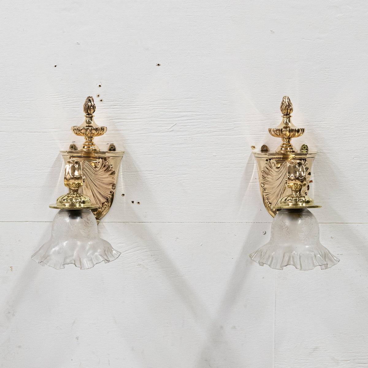 Pretty Pair of Mid-Century Rose Brass Wall Lights | The Architectural Forum