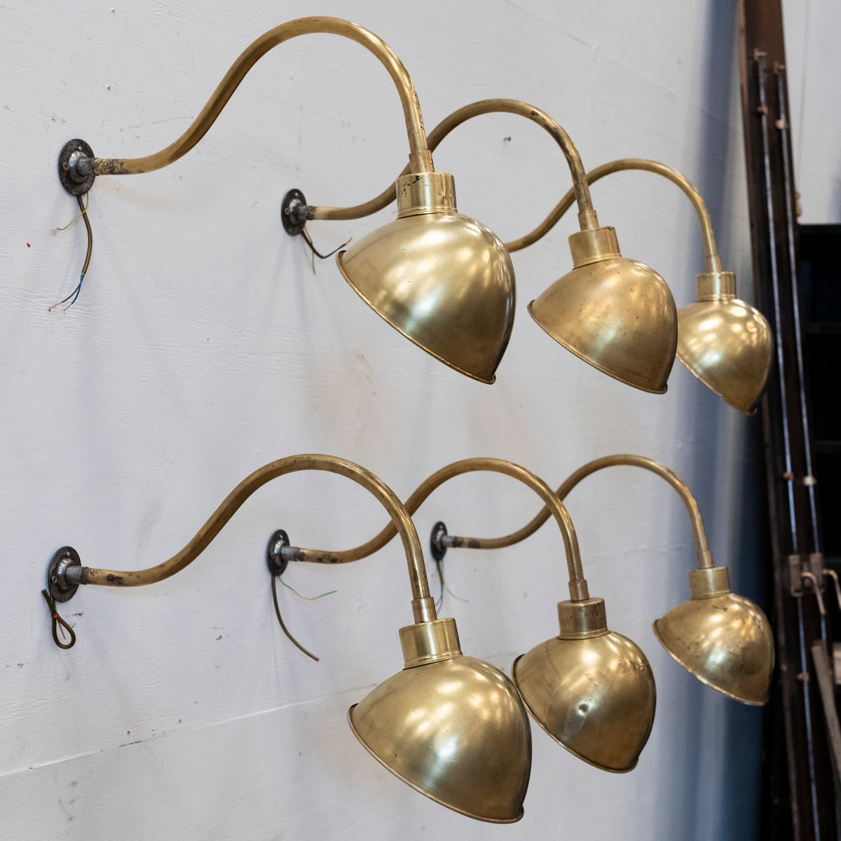 Victorian Arts and Crafts Brass Swan Neck Wall Lights, Set of 2 for sale at  Pamono