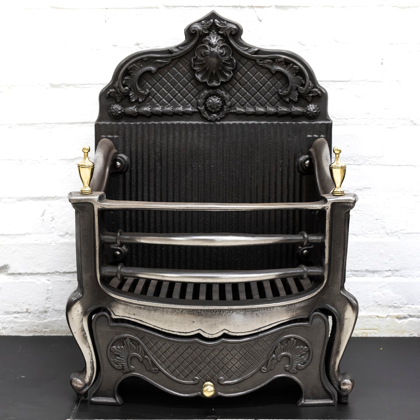 Reclaimed Cast Iron Fire Basket with Finials | The Architectural Forum
