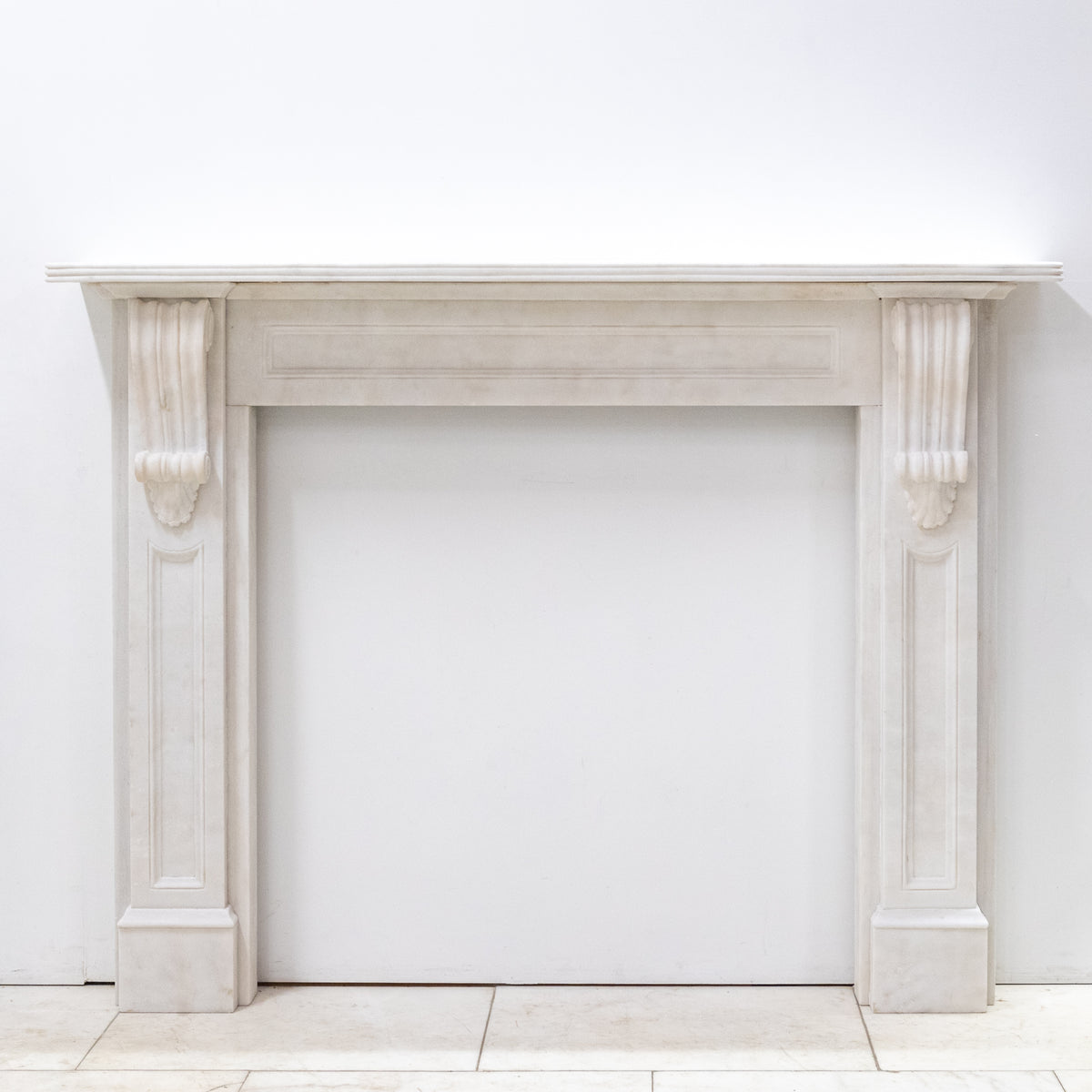 Reclaimed Statuary Marble Victorian Style Chimneypiece with Corbels