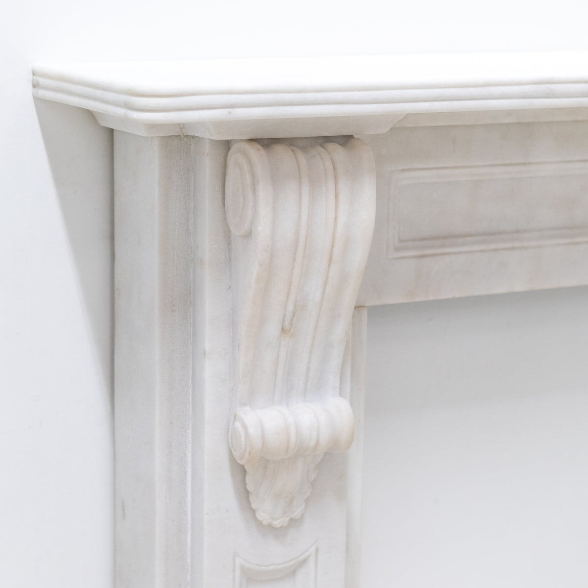 Reclaimed Statuary Marble Victorian Style Chimneypiece with Corbels