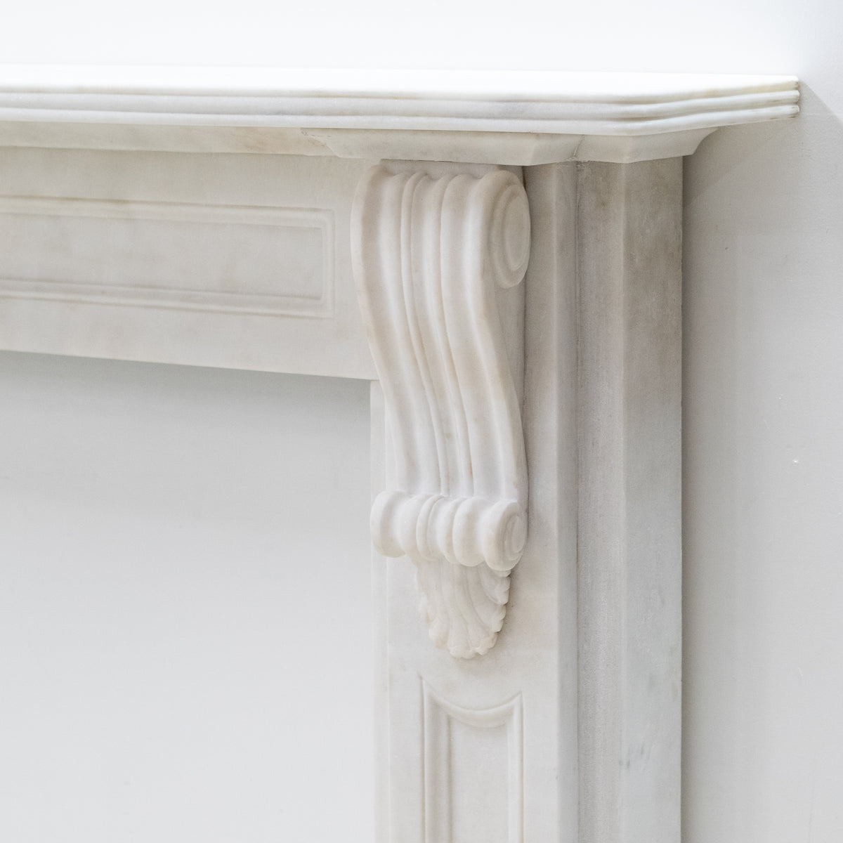 Reclaimed Statuary Marble Victorian Style Chimneypiece with Corbels