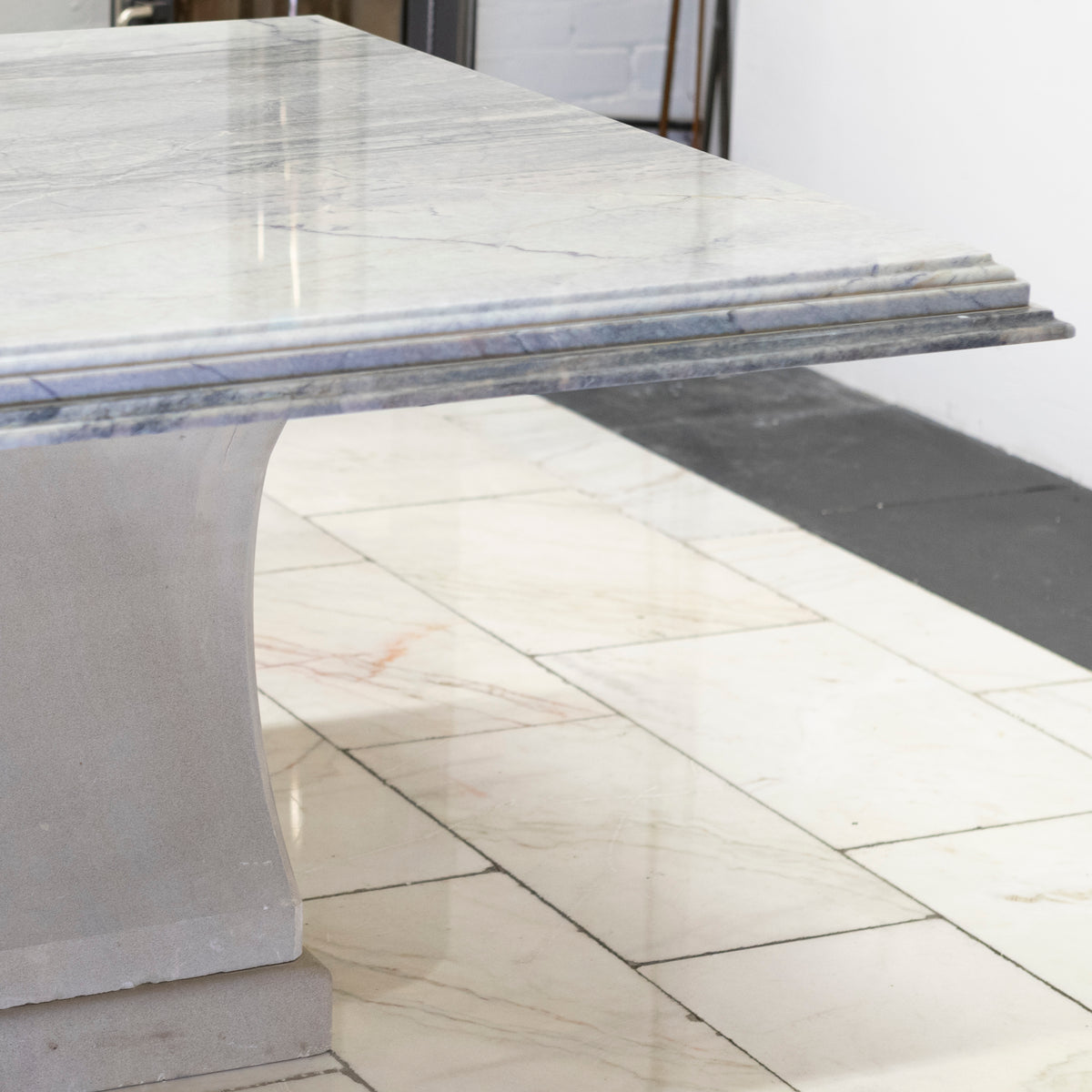 Reclaimed Grand Marble Top Banquet Table with Stone Plinths | The Architectural Forum