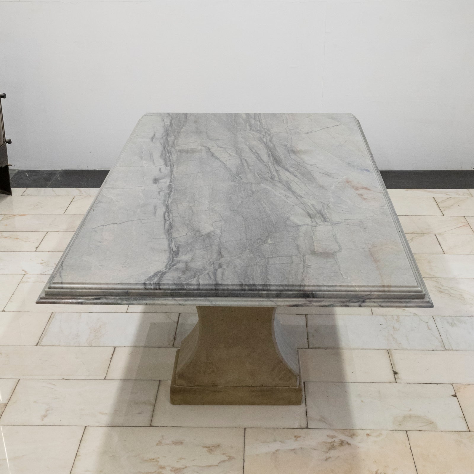 Reclaimed Grand Marble Top Banquet Table with Stone Plinths | The Architectural Forum