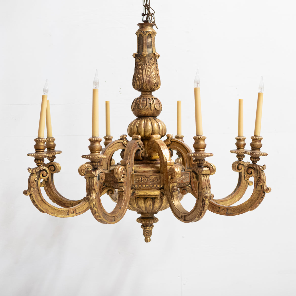 Large Antique Italian Giltwood 19th Century 8 Arm Chandelier | The Architectural Forum