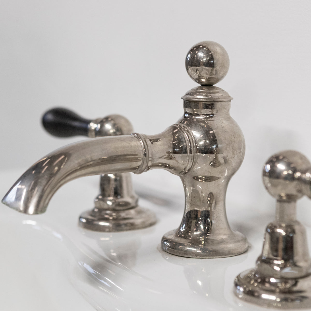 Large Art Deco Style Basin on Nickel Stand With Volevatch Taps