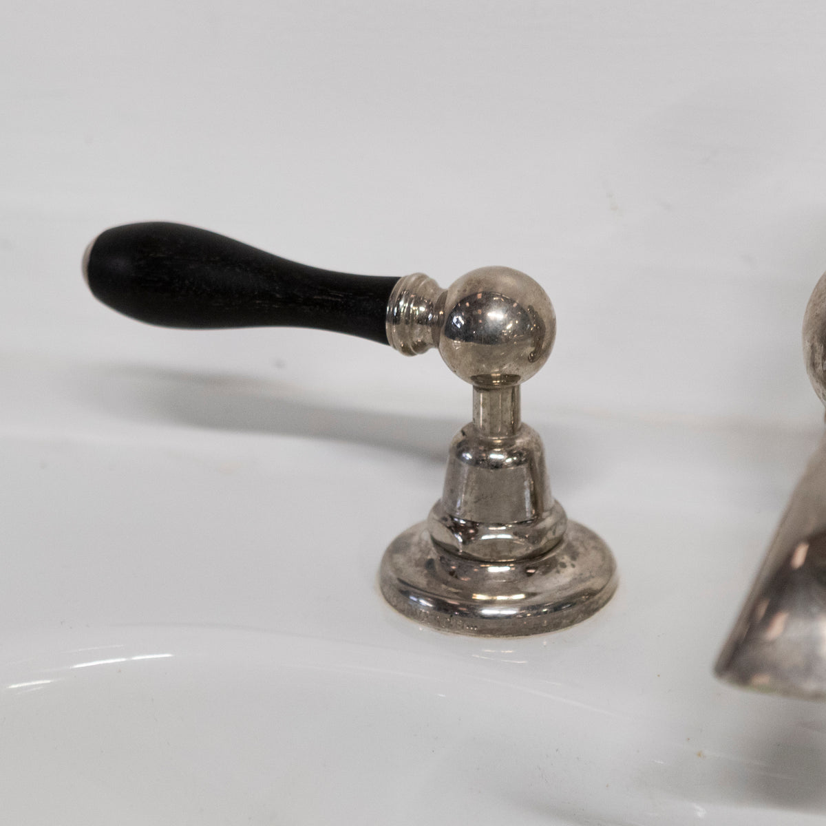 Large Art Deco Style Basin on Nickel Stand With Volevatch Taps