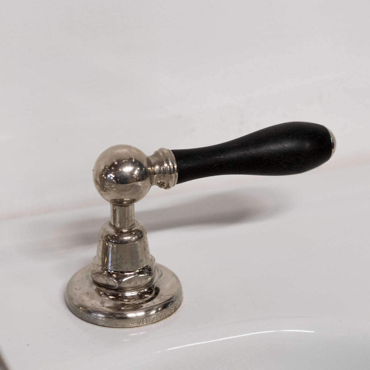 Large Art Deco Style Basin on Nickel Stand With Volevatch Taps