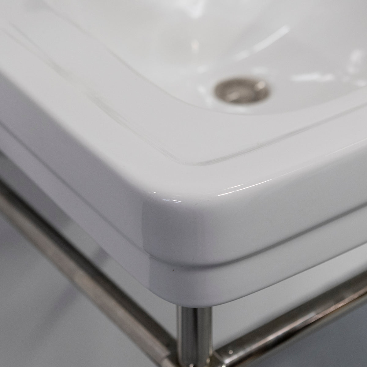 Large Art Deco Style Basin on Nickel Stand With Volevatch Taps