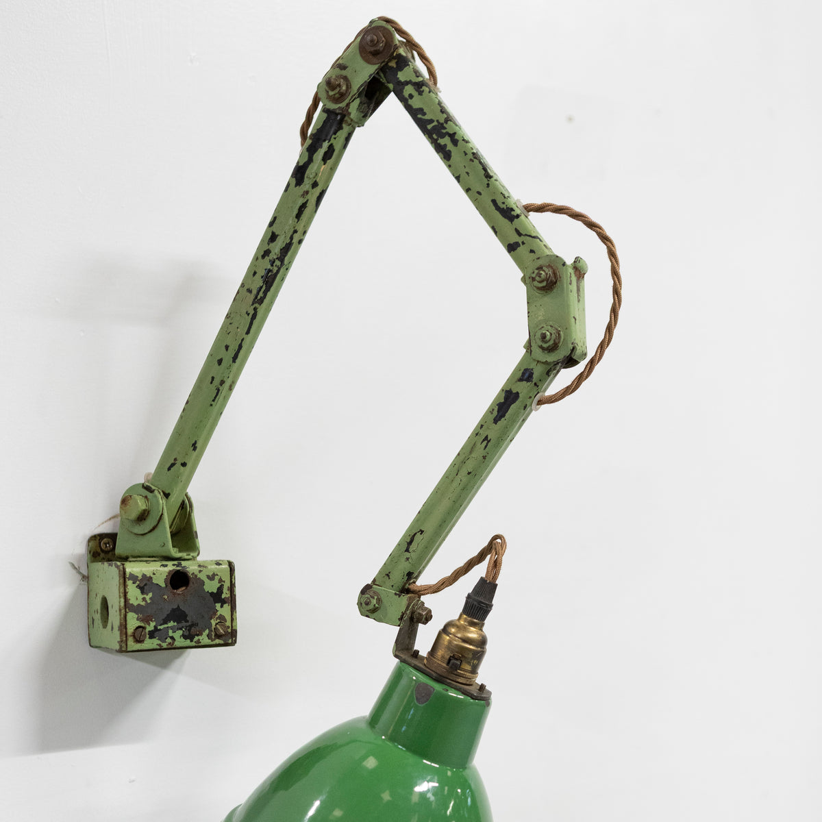 Vintage Industrial Green Enamelled 3 Arm Light