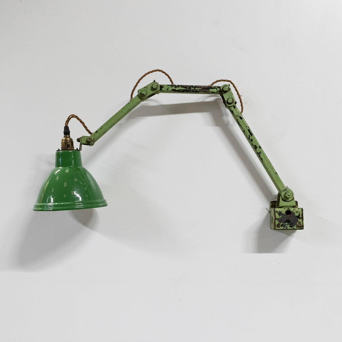 Vintage Industrial Green Enamelled 3 Arm Light
