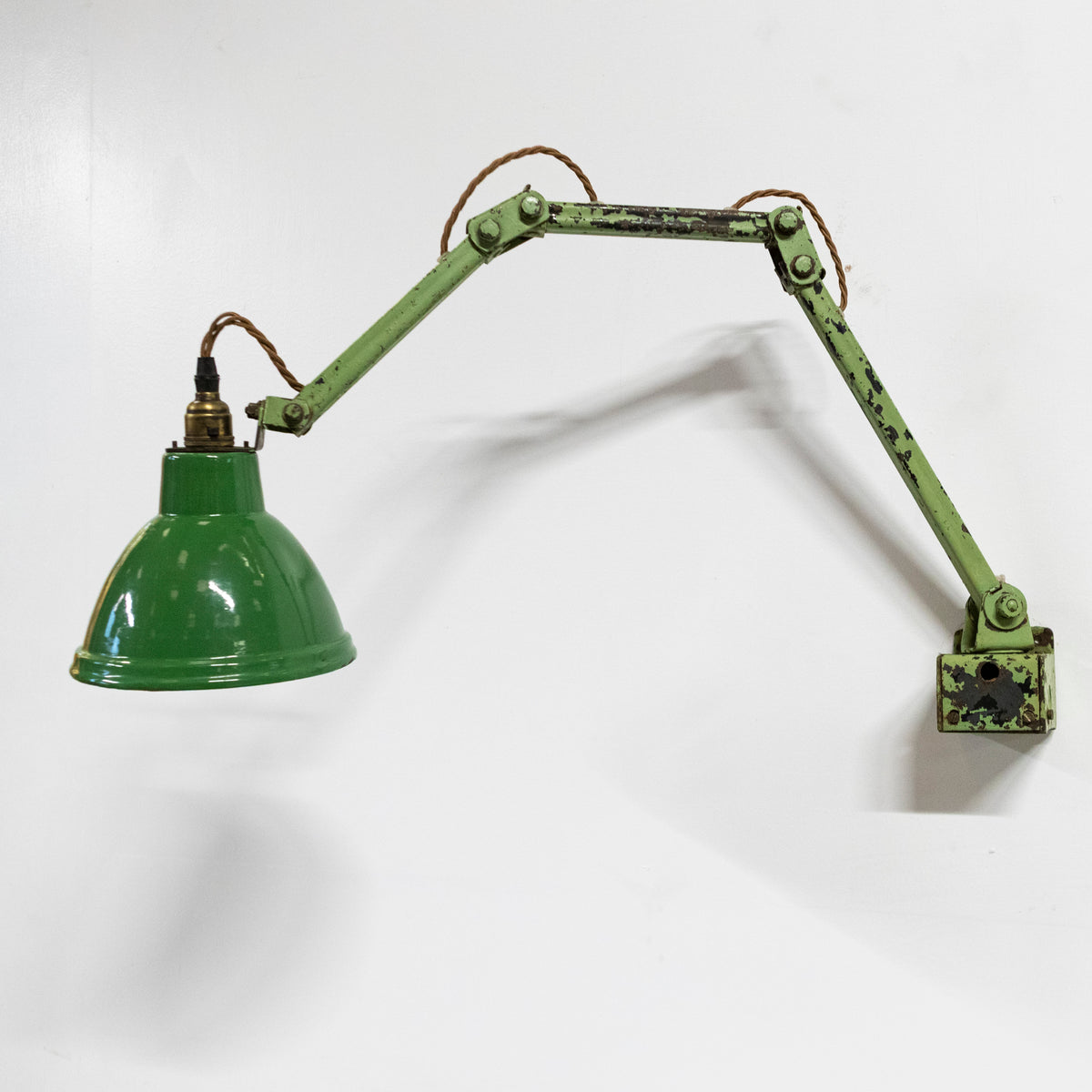 Vintage Industrial Green Enamelled 3 Arm Light