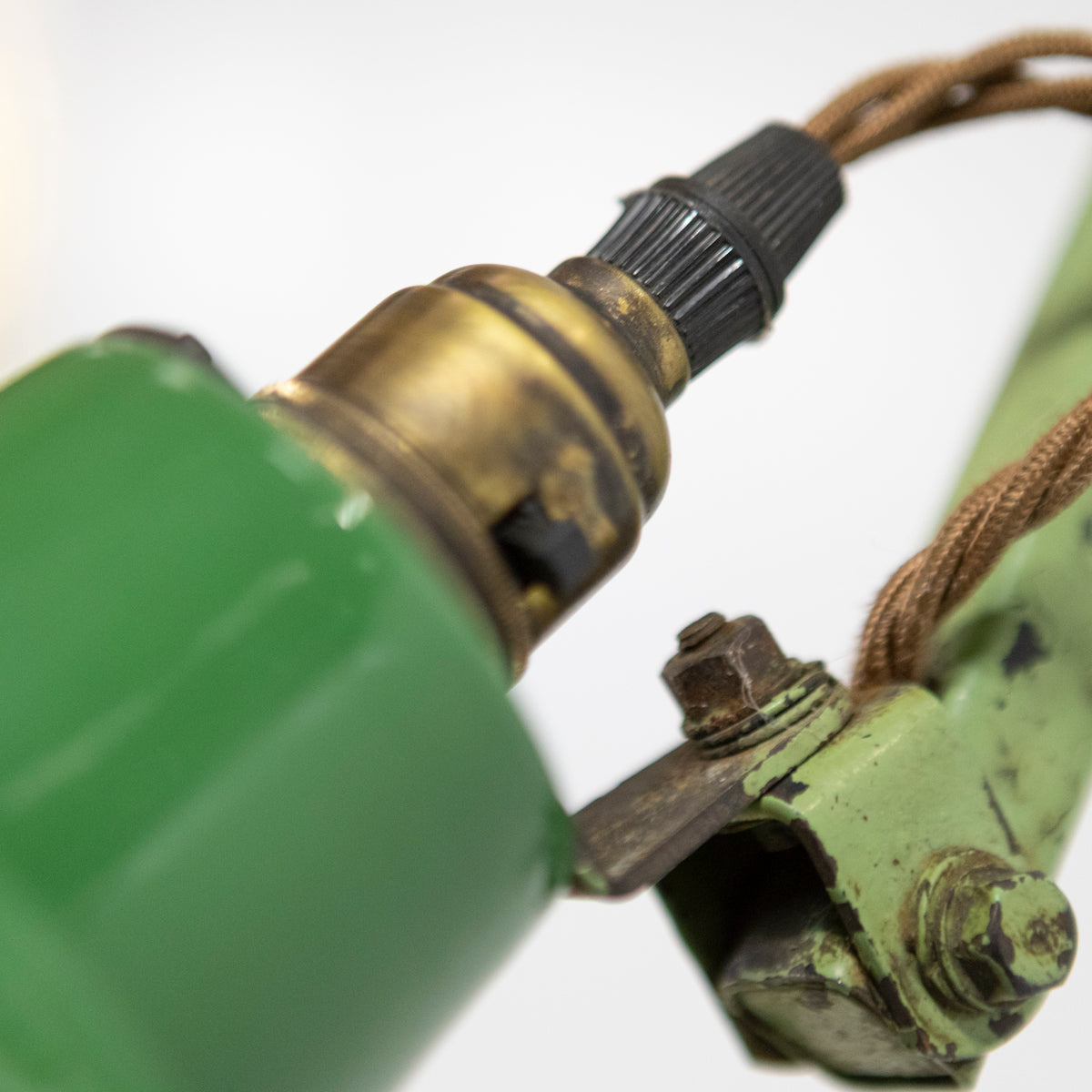 Vintage Industrial Green Enamelled 3 Arm Light