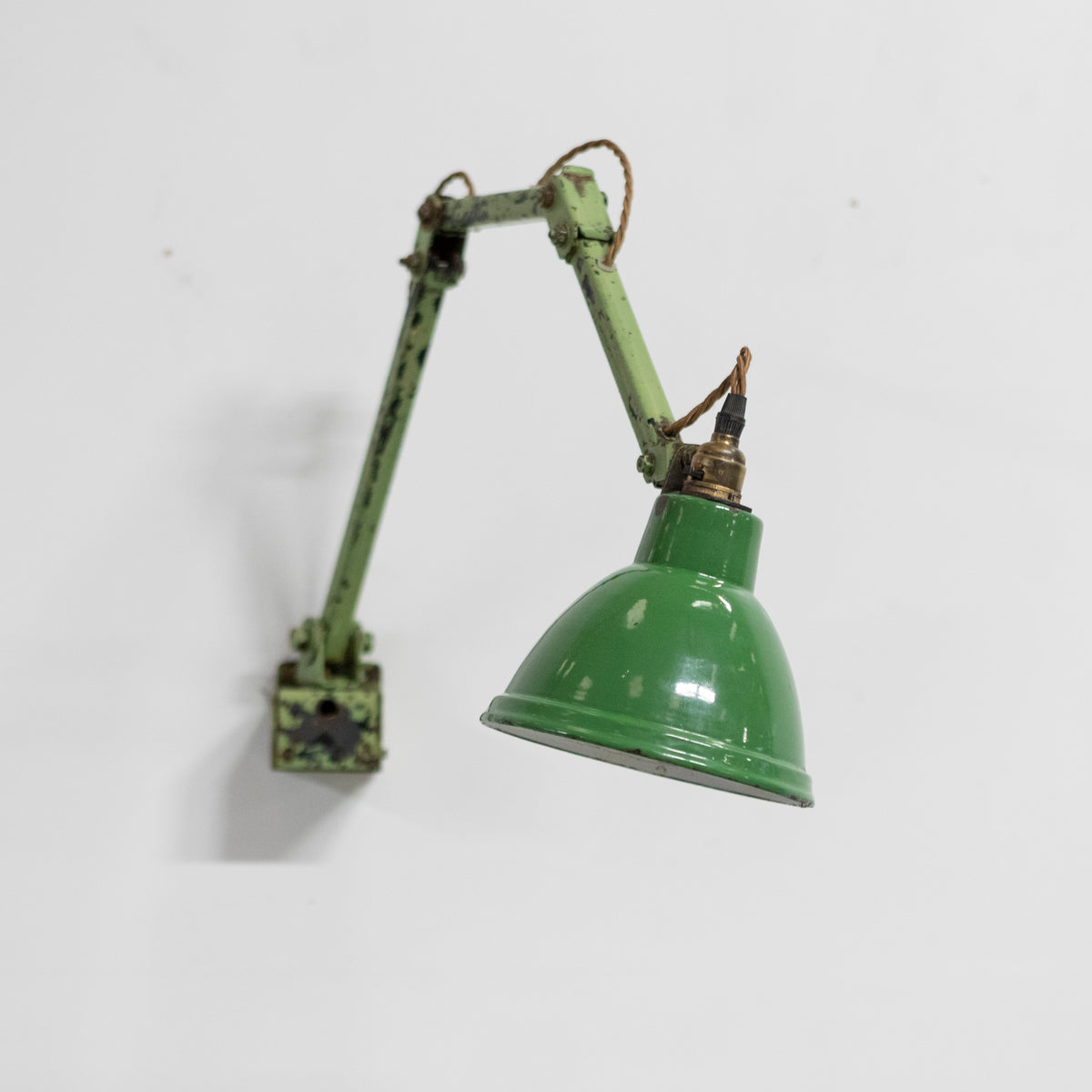 Vintage Industrial Green Enamelled 3 Arm Light