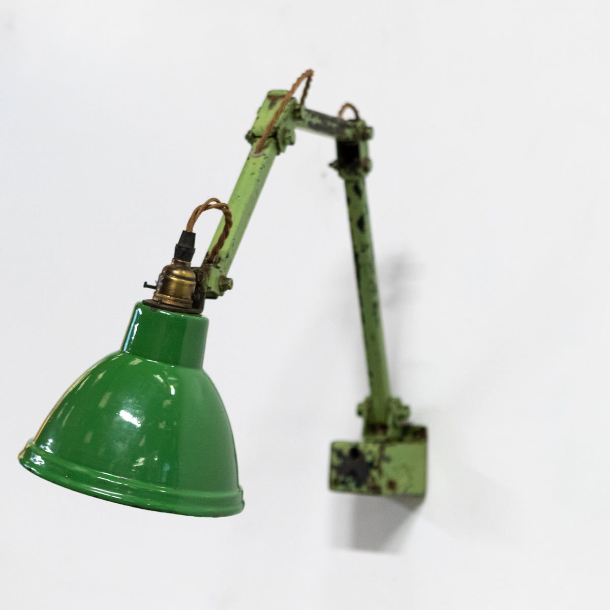 Vintage Industrial Green Enamelled 3 Arm Light