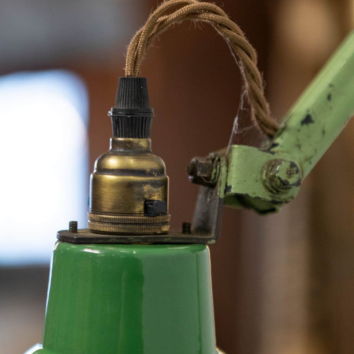 Vintage Industrial Green Enamelled 3 Arm Light