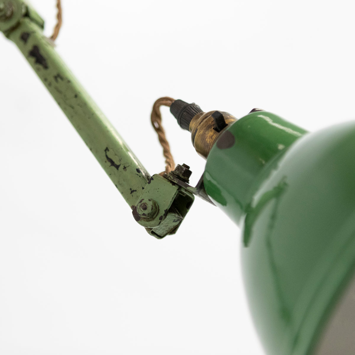 Vintage Industrial Green Enamelled 3 Arm Light