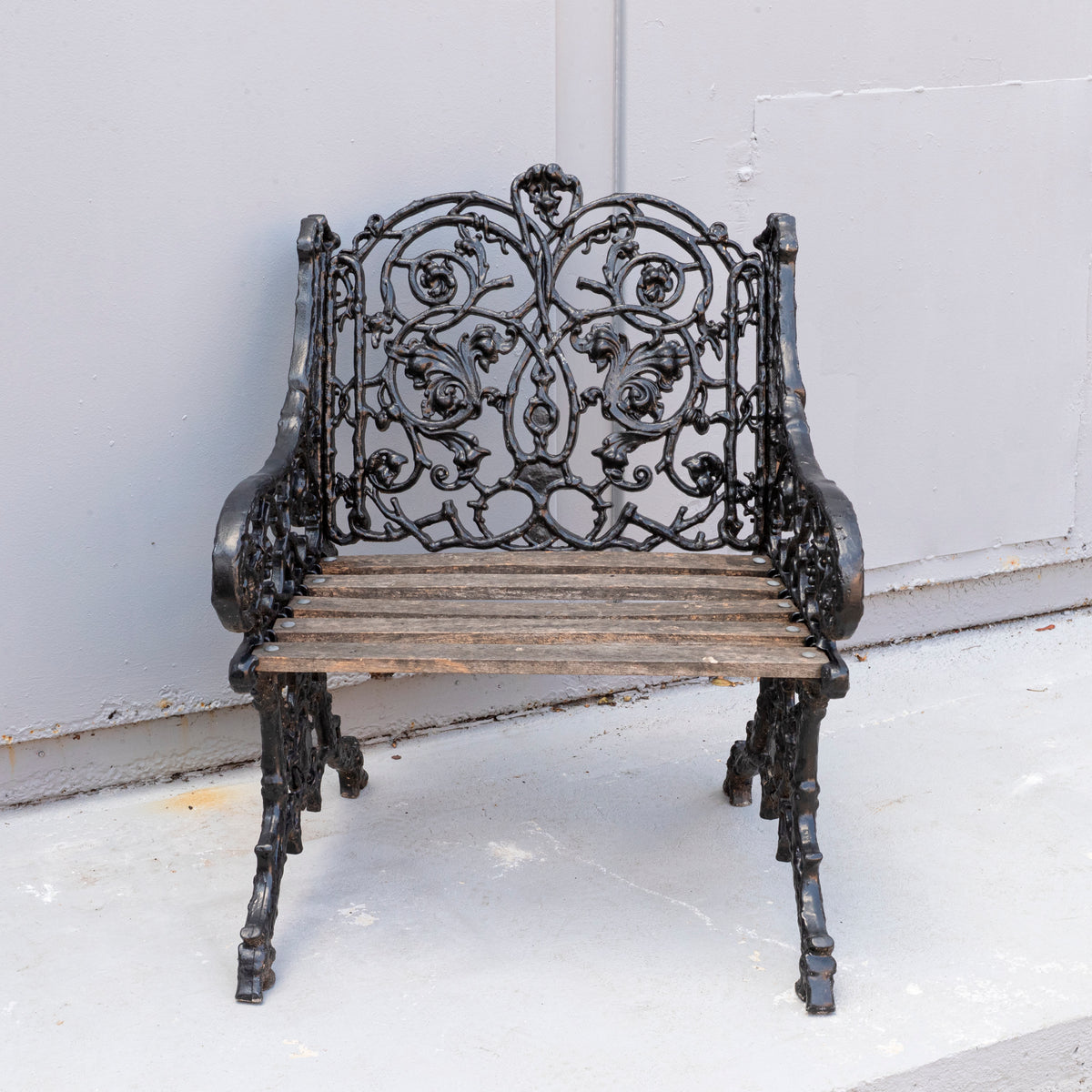 Reclaimed Coalbrookdale Style Garden Throne Chair with Arms | The Architectural Forum