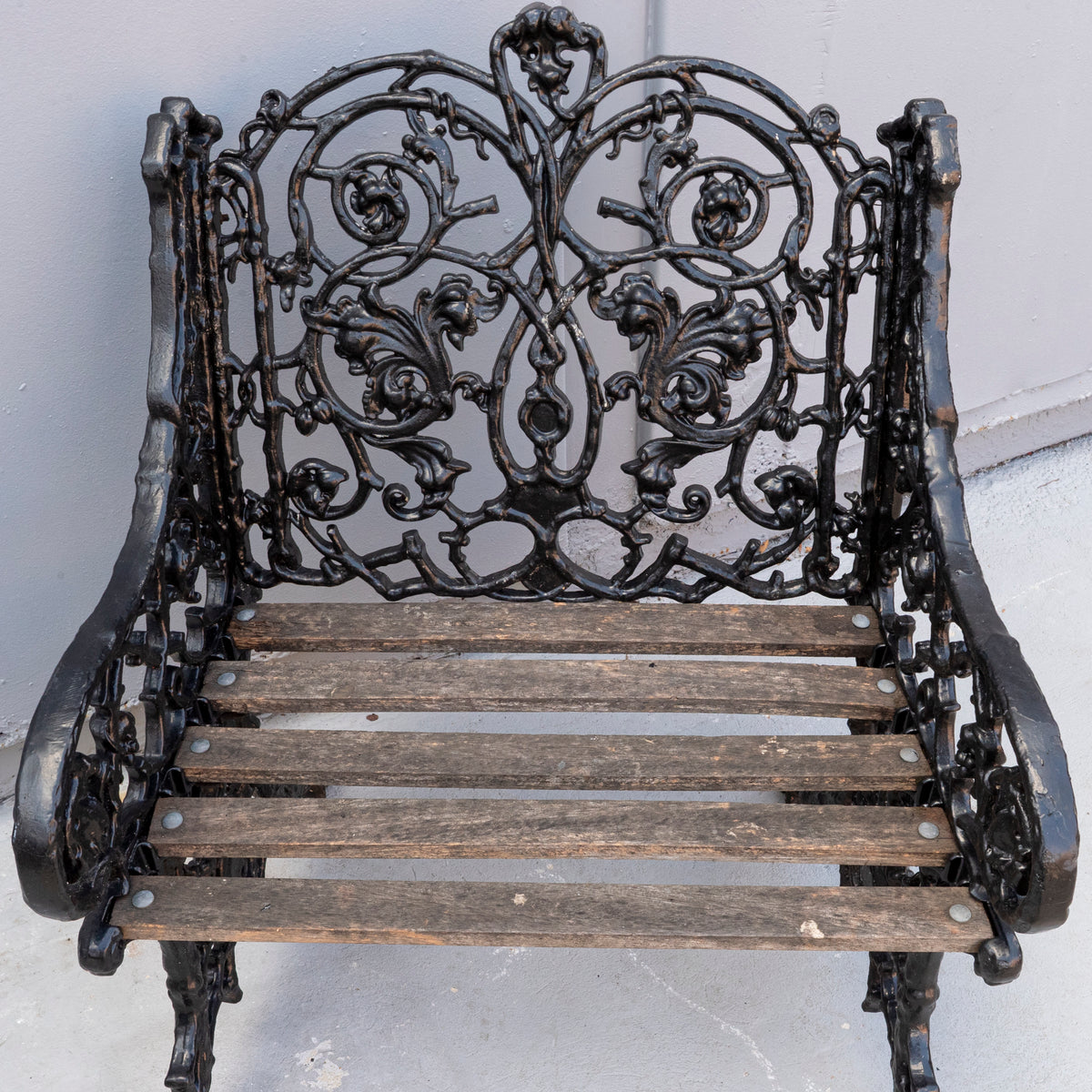 Reclaimed Coalbrookdale Style Garden Throne Chair with Arms | The Architectural Forum