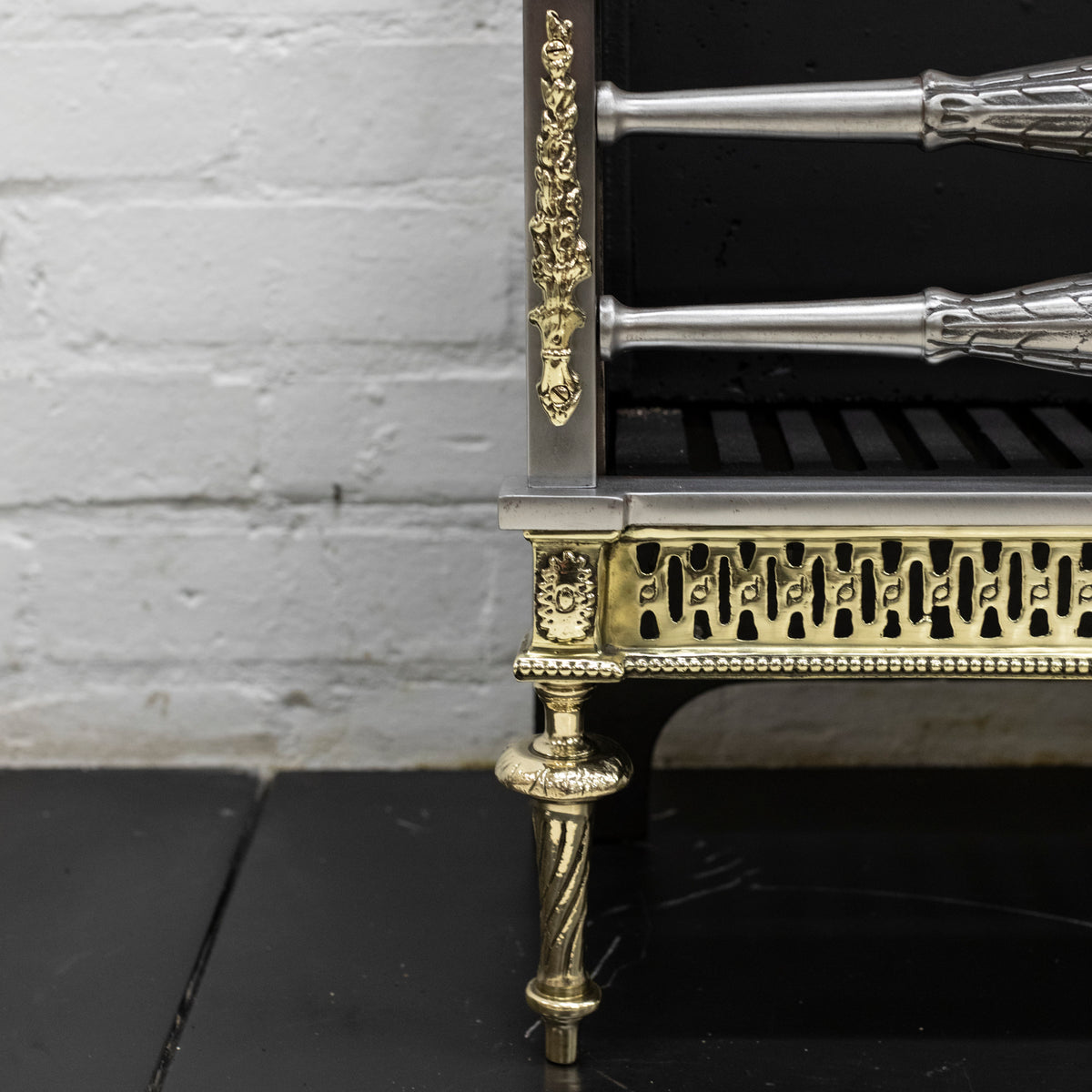Antique Reclaimed Ornate Fire Basket With Acorn Finials | Pair Available | The Architectural Forum