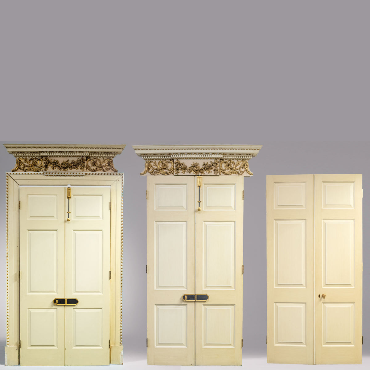 Impressive Set of 3 Double Doors with Early 19th Century Pediments | Regency Overdoors