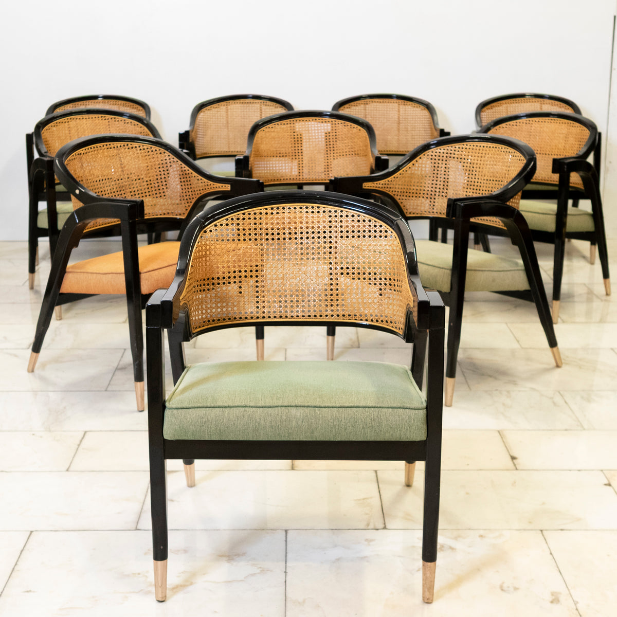 Reclaimed Set of 10 Mid Century Inspired Dining Chairs | Edward Wormley | The Architectural Forum