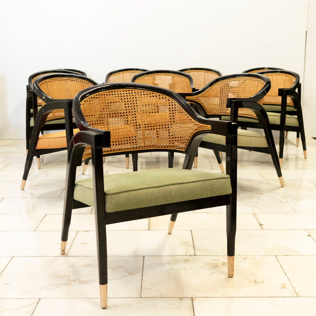 Reclaimed Set of 10 Mid Century Inspired Dining Chairs | Edward Wormley | The Architectural Forum