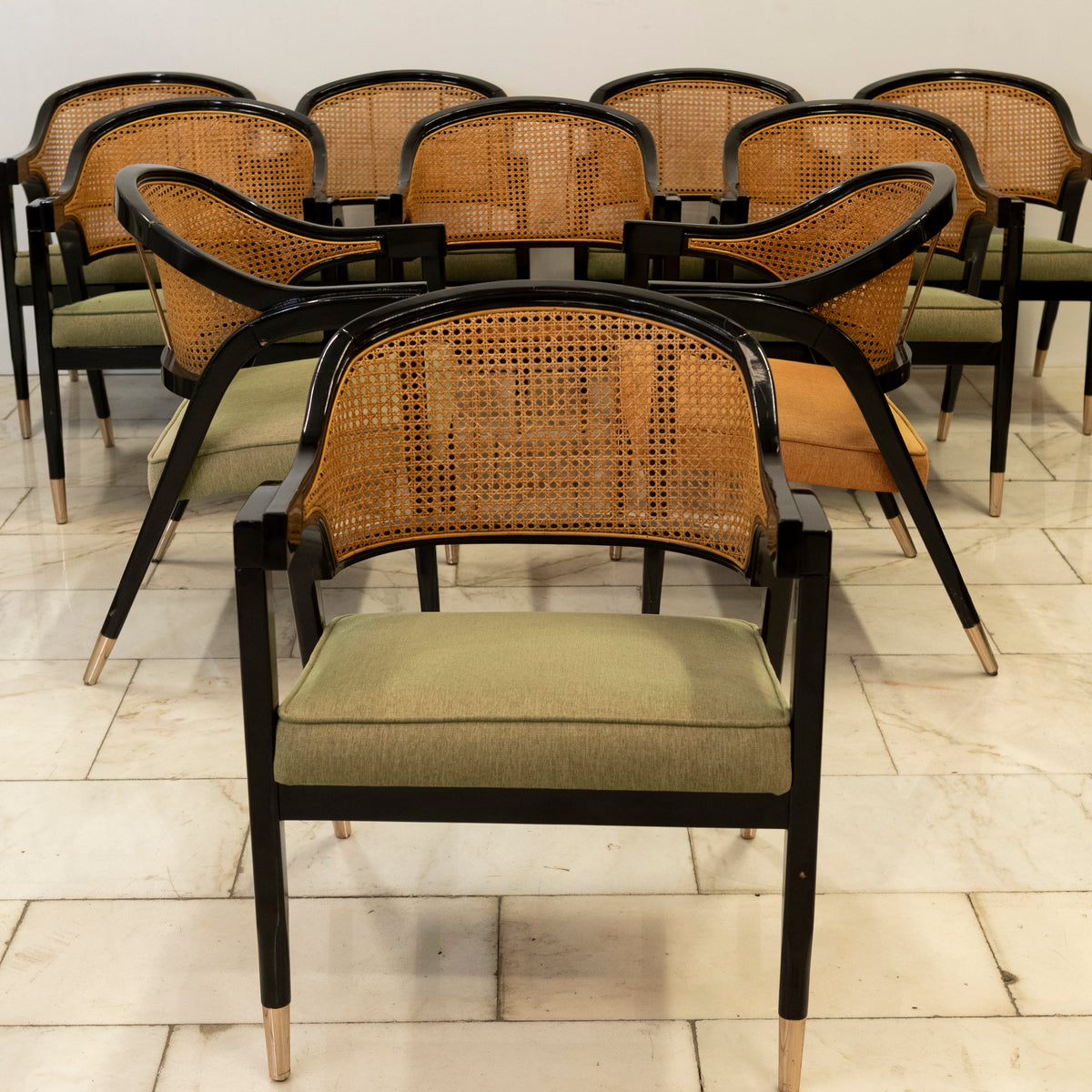 Reclaimed Set of 10 Mid Century Inspired Dining Chairs | Edward Wormley | The Architectural Forum