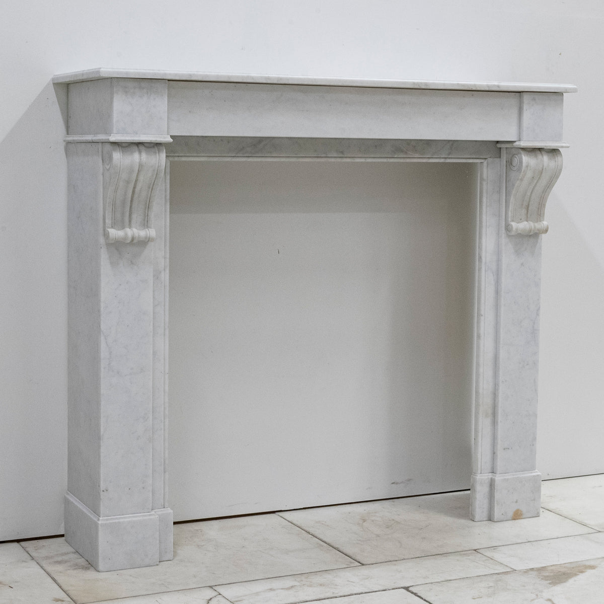 Antique Carrera Marble Fireeplace Surround with Corbels | The Architectural Forum