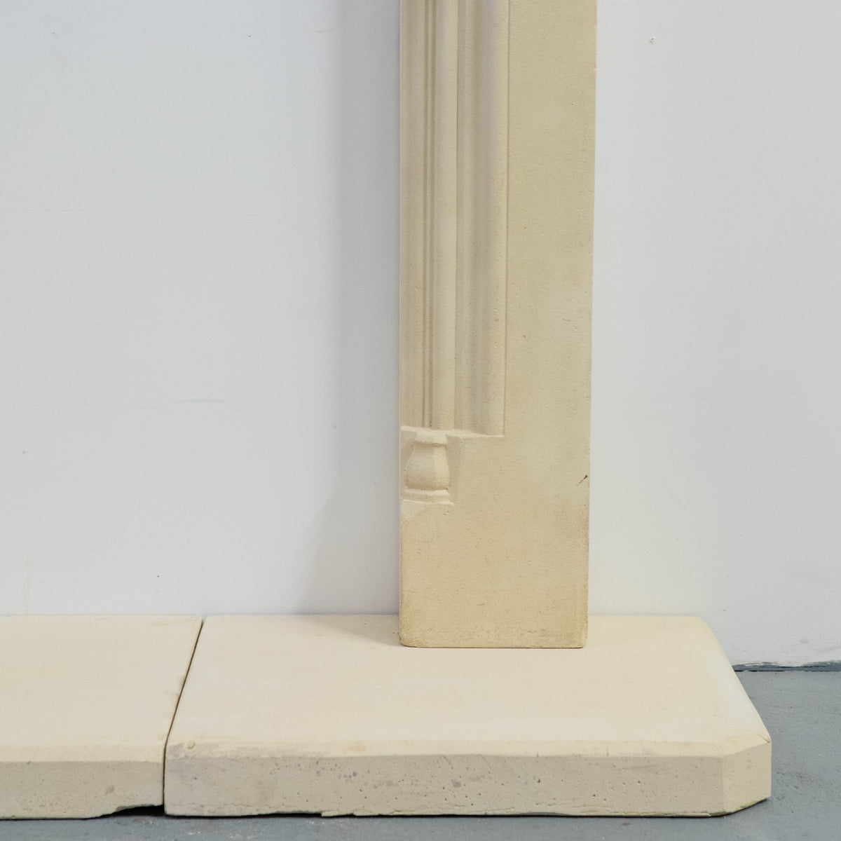 Reclaimed Gothic Revival Style Stone Fireplace Surround with Hearth