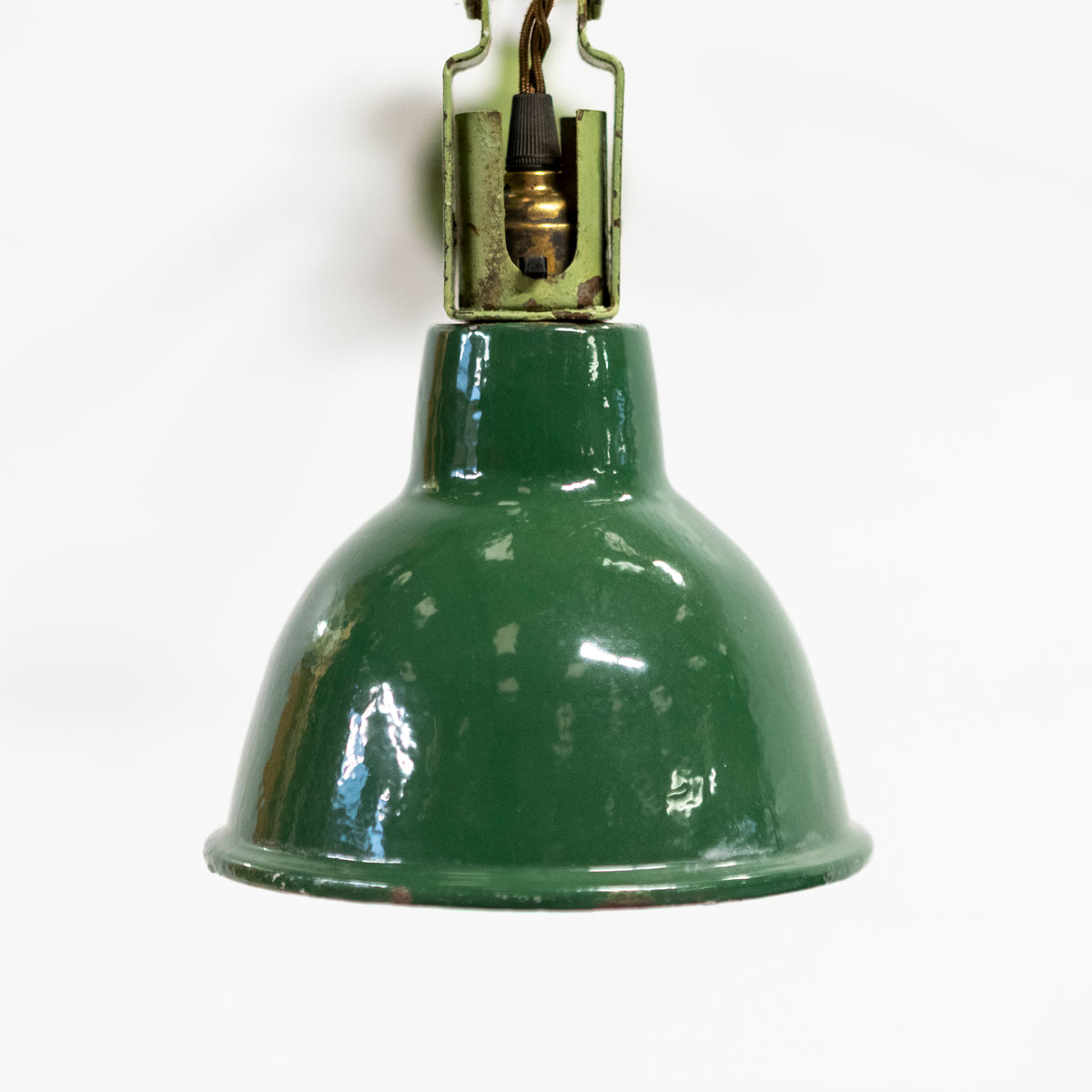 Vintage Industrial Dugdill Green Enamelled Light