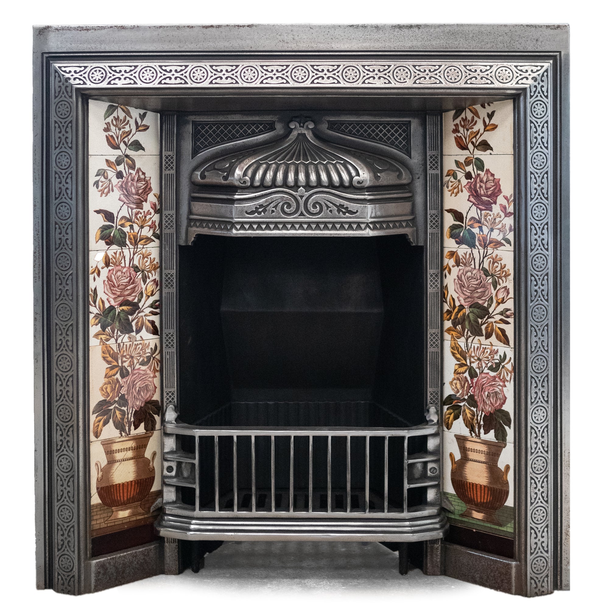 Antique Polished Cast Iron Fireplace Insert with Tiles | The Architectural Forum