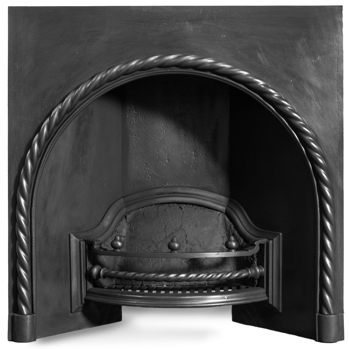 Antique Cast Iron Arched Fireplace Insert with Rope Detail | The Architectural Forum