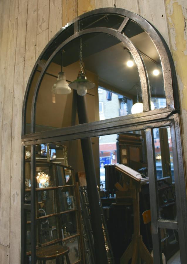 Antique Polished Cast Iron Arched Window Mirror | The Architectural Forum