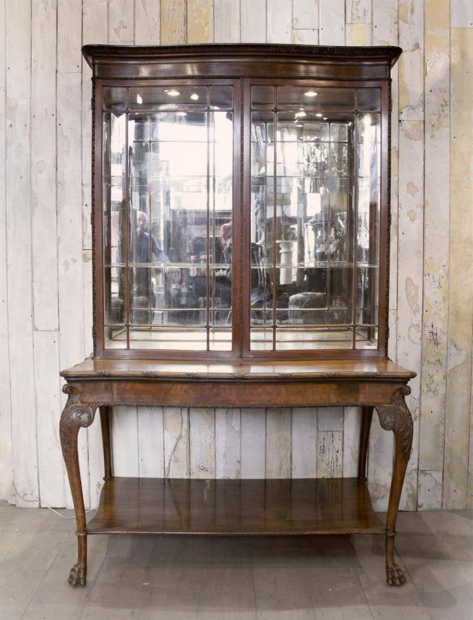 Antique Walnut Mirrored Vitrine Display Cabinet | The Architectural Forum