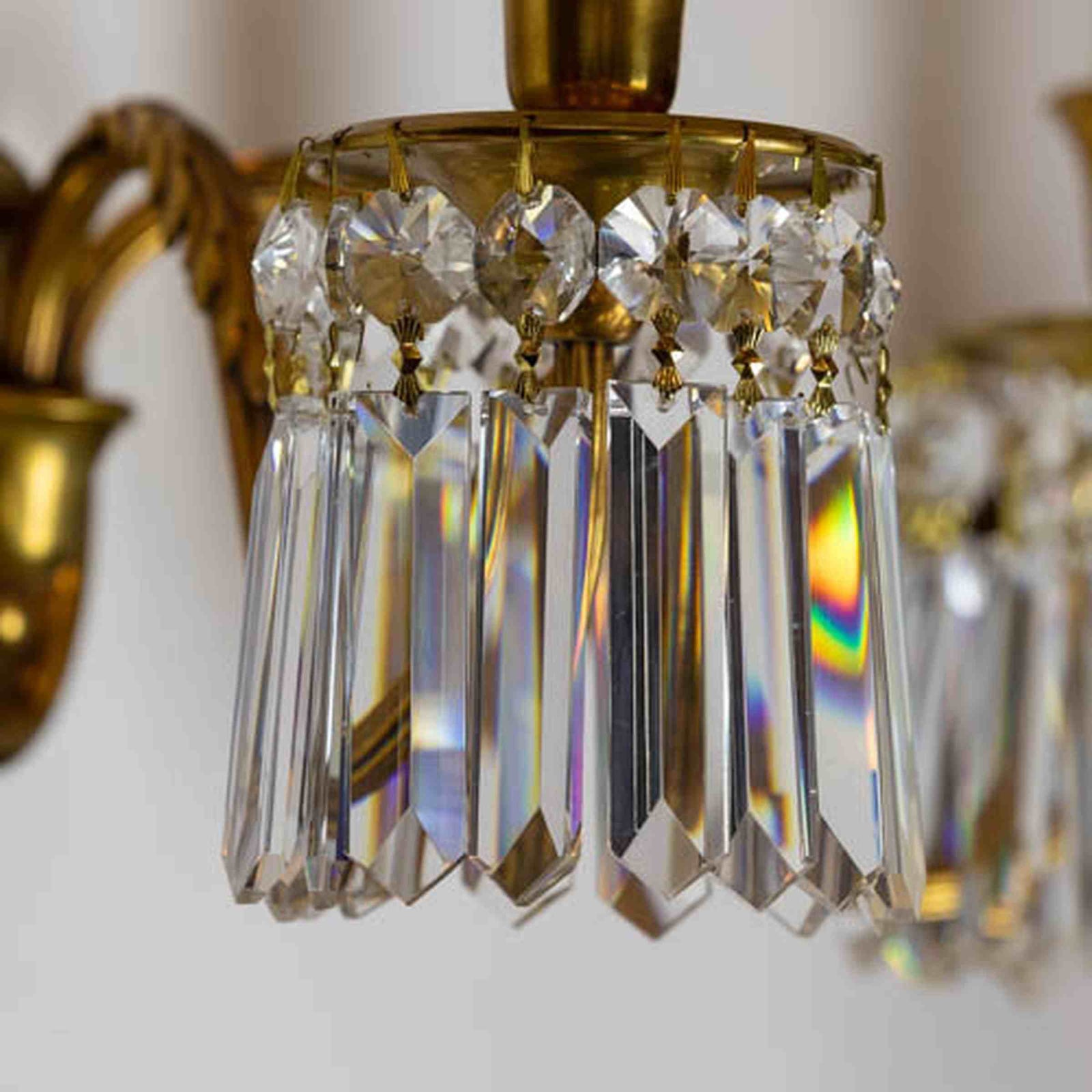 Reclaimed Brass and Crystal Chandelier Wall Light Sconces with Shades | The Architectural Forum