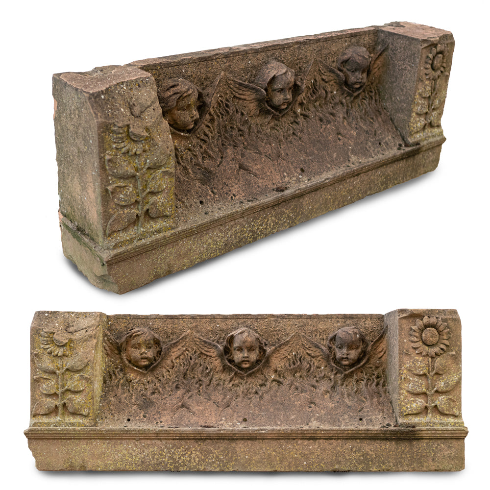 Antique Carved Red Sandstone Cherub Statuary Element | The Architectural Forum