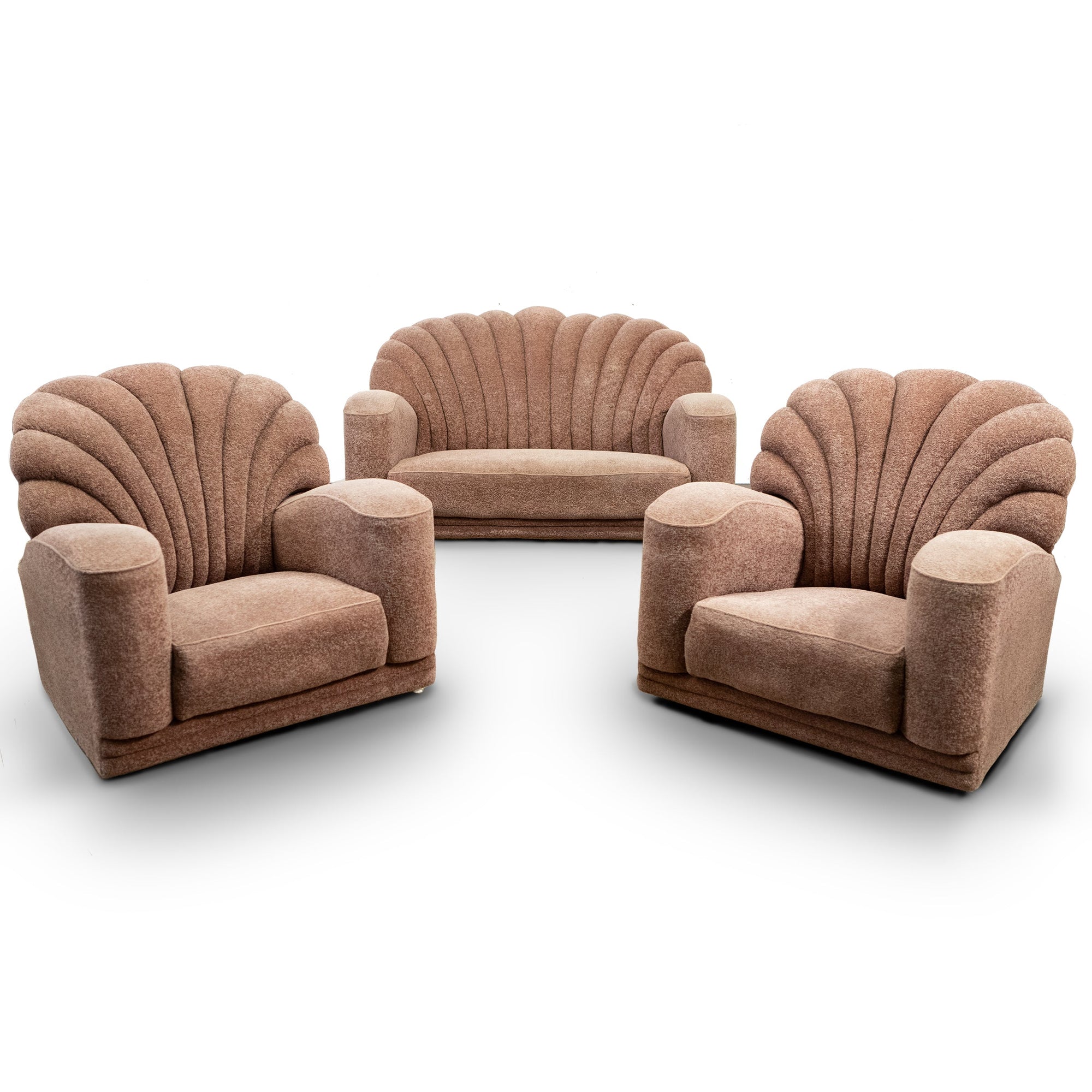 Art Deco 3 Piece Suite Shell-Back Sofa & Armchairs | The Architectural Forum